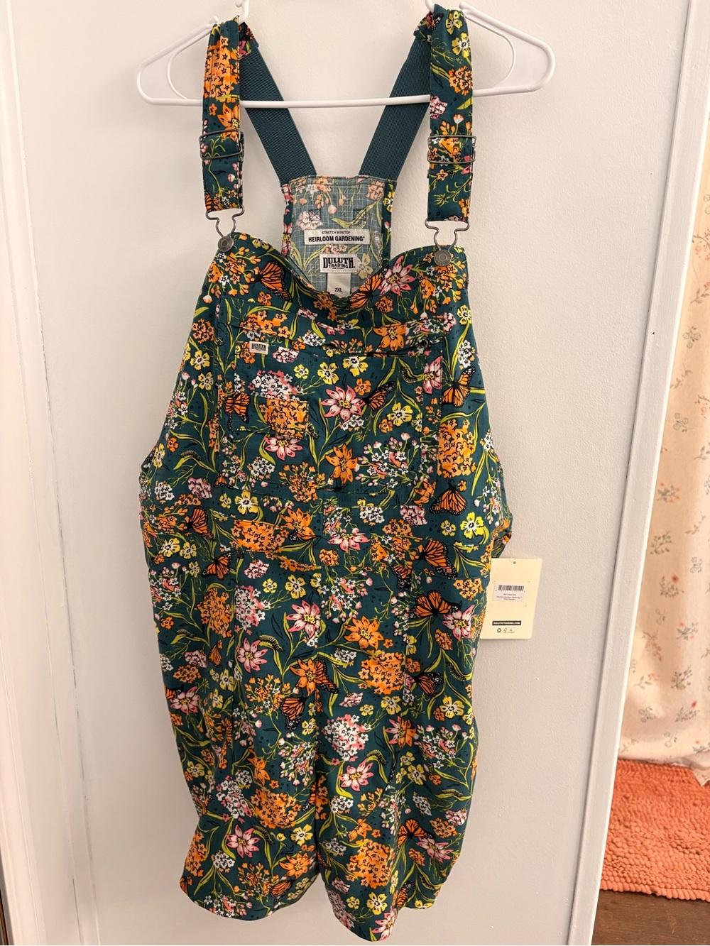 Midnight Green Monarchs 7” Heirloom Gardening Short Overalls - Duluth Trading Co